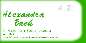 alexandra back business card